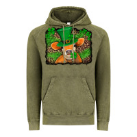 Vintage Olive st patricks orange cow with leopard background Vintage Hoodie - Jasminsmagicworld