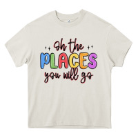 Cream oh the places you will go Heavy Core Tee - MaliasSmallBusiness