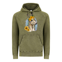Vintage Olive Sunflower Baby Donkey Vintage Hoodie - RanaPortraitStore