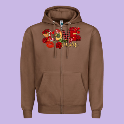 Love More Valentine's Day Zipper Hoodie Designed By Fadigitalartstudio