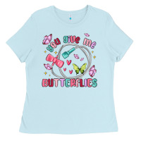 Baby Blue you give me butterflies Ladies Tee - MaliasSmallBusiness