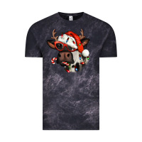 Cloud Black Christmas cow with antlers Vintage Tee - Jasminsmagicworld