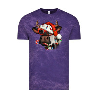 Cloud Purple Christmas cow with antlers Vintage Tee - Jasminsmagicworld