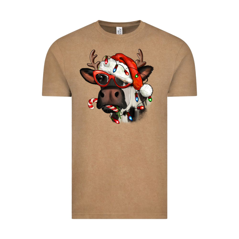 Christmas Cow With Antlers Vintage Tee by Jasminsmagicworld | Teevron