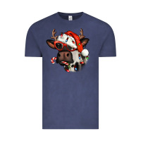 Vintage Denim Christmas cow with antlers Vintage Tee - Jasminsmagicworld