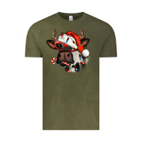 Vintage Olive Christmas cow with antlers Vintage Tee - Jasminsmagicworld