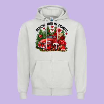 Valentine's Day Hanging With My Gnomies Zipper Hoodie Designed By Fadigitalartstudio