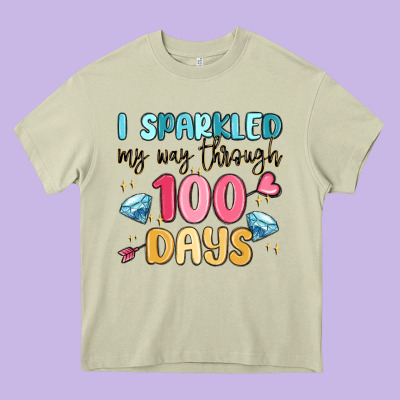 I Sparkled My Way Through 100 Days Heavy Core Tee Designed By Maliassmallbusiness