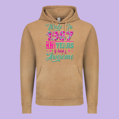 Made In 1987, 35 Years Of Being Awesome Vintage Hoodie Designed By Jasminsmagicworld