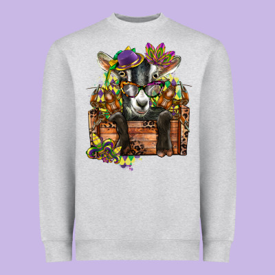 Mardi Gras Goat Heavyweight Sweatshirt Designed By Cowgirlartshop