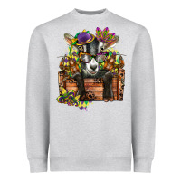 Heather Grey mardi gras goat Heavyweight Sweatshirt - CowGirlArtShop