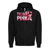 Black Think pink Cancer Awareness Zipper Hoodie - FaDigitalArtStudio