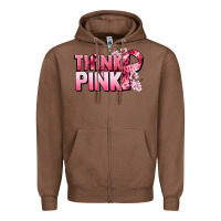 Chestnut Think pink Cancer Awareness Zipper Hoodie - FaDigitalArtStudio