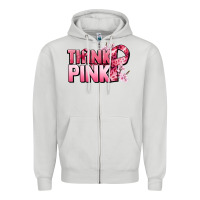 Dove Grey Think pink Cancer Awareness Zipper Hoodie - FaDigitalArtStudio