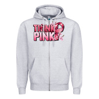 Heather Grey Think pink Cancer Awareness Zipper Hoodie - FaDigitalArtStudio