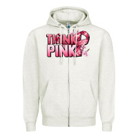 Oatmeal Heather Think pink Cancer Awareness Zipper Hoodie - FaDigitalArtStudio