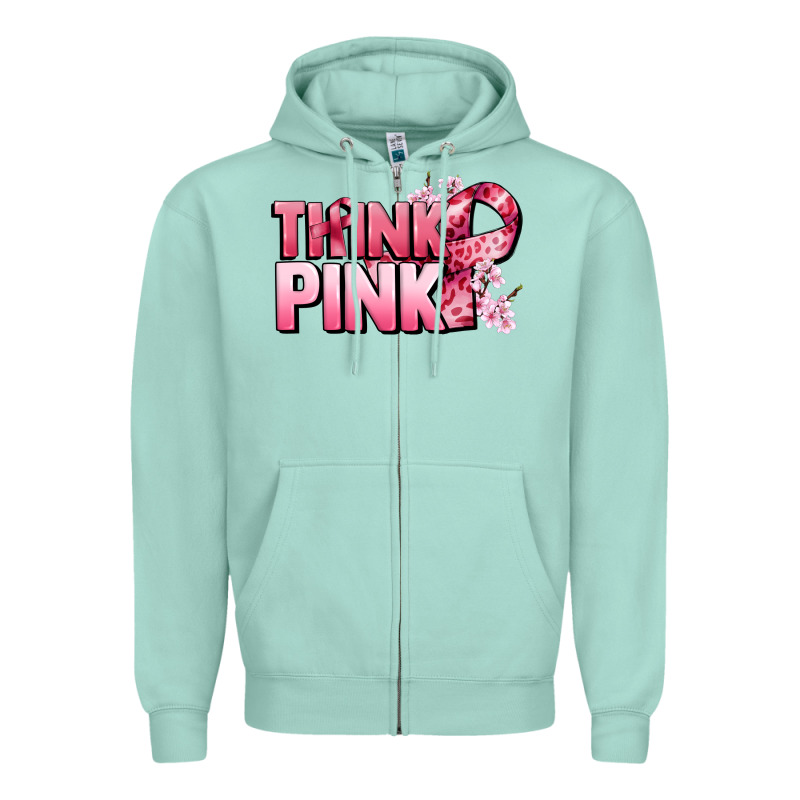 Think Pink Cancer Awareness Zipper Hoodie by FaDigitalArtStudio | Teevron