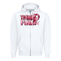 White Think pink Cancer Awareness Zipper Hoodie - FaDigitalArtStudio