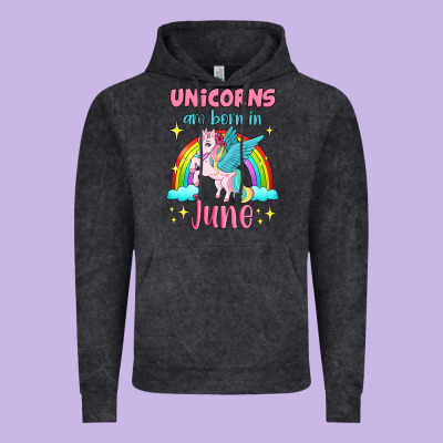 Unicorns Are Born In June Vintage Hoodie Designed By Jasminsmagicworld