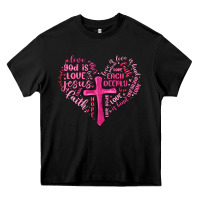 Black jesus is love heart cross valentines day Heavy Core Tee - MaliasSmallBusiness