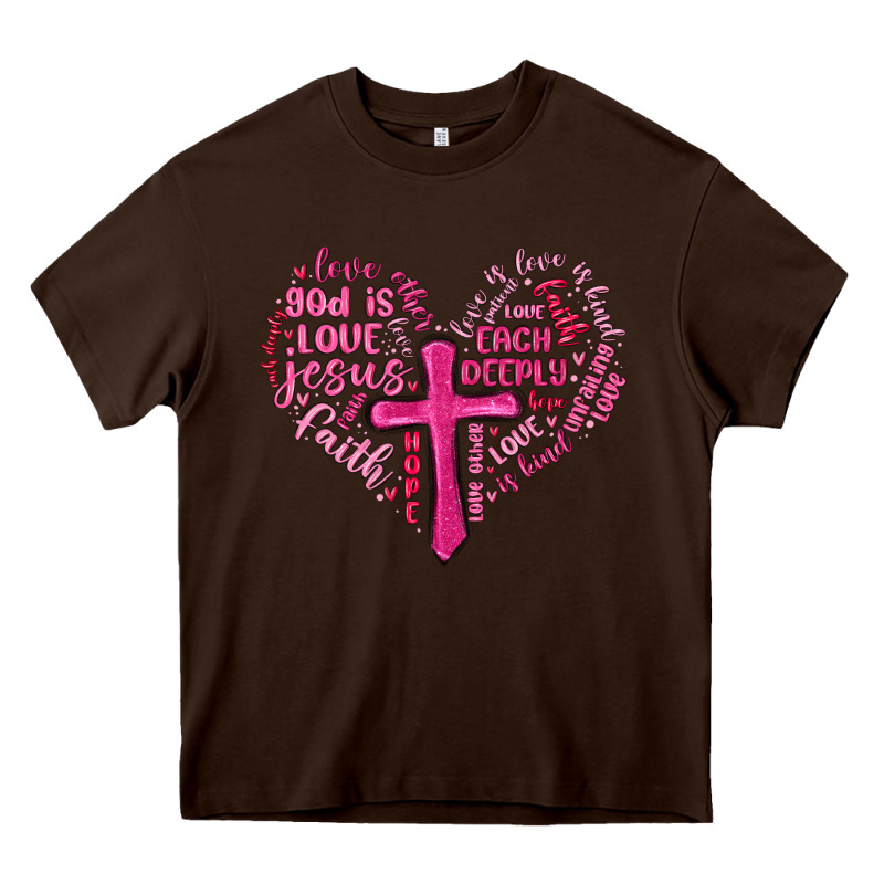 Jesus Is Love Heart Cross Valentines Day Heavy Core Tee by MaliasSmallBusiness | Teevron