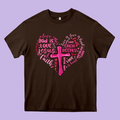 Jesus Is Love Heart Cross Valentines Day Heavy Core Tee Designed By Maliassmallbusiness