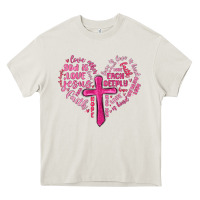 Cream jesus is love heart cross valentines day Heavy Core Tee - MaliasSmallBusiness