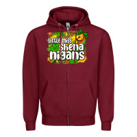 Burgundy St. Patrick's Little miss shenanigans Zipper Hoodie - OliviaCreatesArt