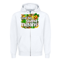 White St. Patrick's Little miss shenanigans Zipper Hoodie - OliviaCreatesArt