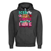 Charcoal Heather Iced Coffee is my love language Valentine's Day Zipper Hoodie - FaDigitalArtStudio