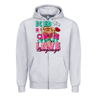 Heather Grey Iced Coffee is my love language Valentine's Day Zipper Hoodie - FaDigitalArtStudio