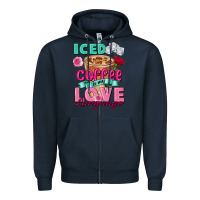 Navy Iced Coffee is my love language Valentine's Day Zipper Hoodie - FaDigitalArtStudio