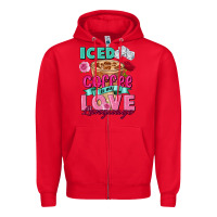 Red Iced Coffee is my love language Valentine's Day Zipper Hoodie - FaDigitalArtStudio