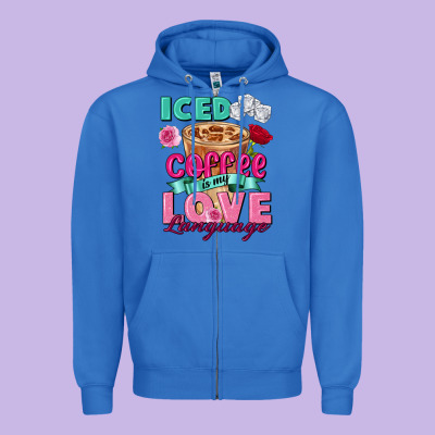 Iced Coffee Is My Love Language Valentine's Day Zipper Hoodie Designed By Fadigitalartstudio