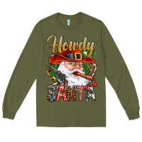 Army Green Howdy Santa Long Sleeve Tee - NancyCooperArtShop