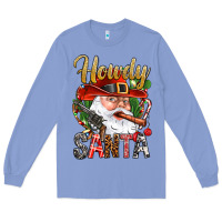Colony Blue Howdy Santa Long Sleeve Tee - NancyCooperArtShop