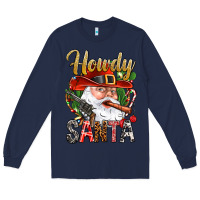 Navy Howdy Santa Long Sleeve Tee - NancyCooperArtShop