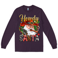 Plum Howdy Santa Long Sleeve Tee - NancyCooperArtShop