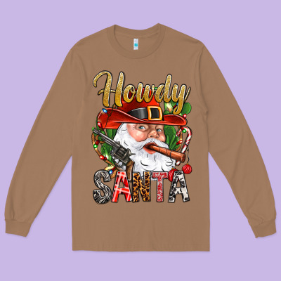 Howdy Santa Long Sleeve Tee Designed By Nancycooperartshop