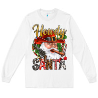 White Howdy Santa Long Sleeve Tee - NancyCooperArtShop