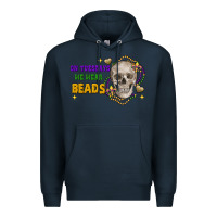 Navy On tuesdays we wear beads skull Premium Hoodie - FaDigitalArtStudio