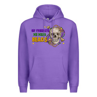 Purple On tuesdays we wear beads skull Premium Hoodie - FaDigitalArtStudio