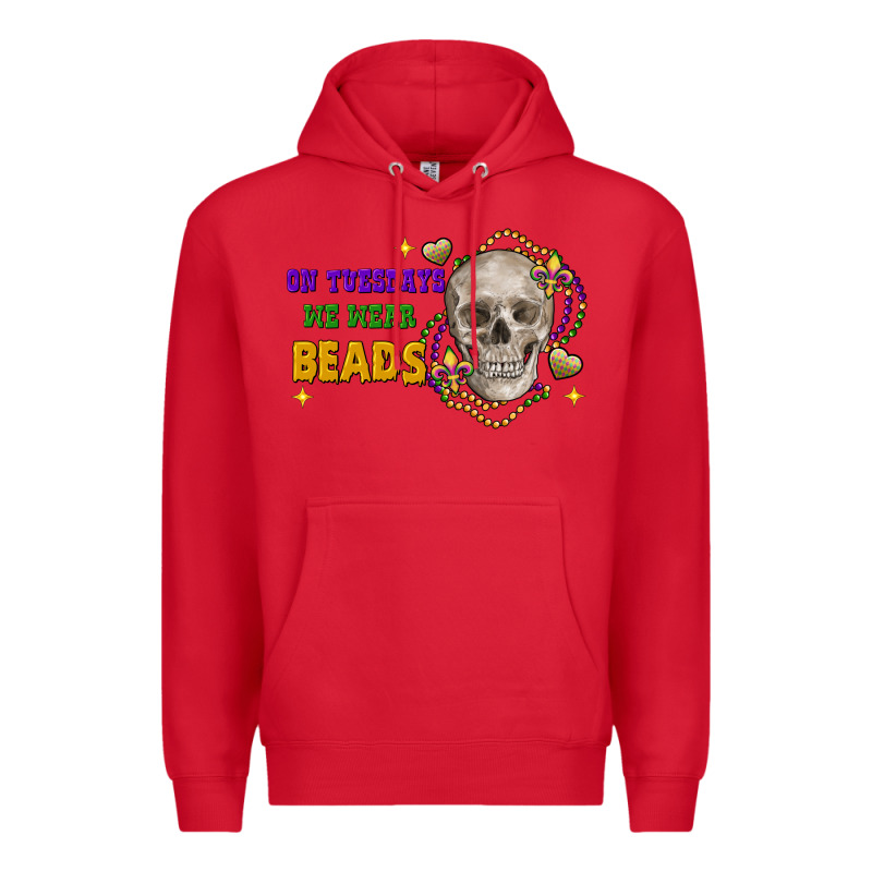 On Tuesdays We Wear Beads Skull Premium Hoodie by FaDigitalArtStudio | Teevron