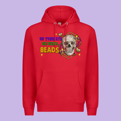 On Tuesdays We Wear Beads Skull Premium Hoodie Designed By Fadigitalartstudio