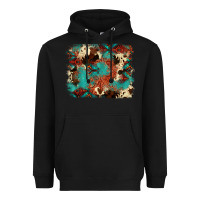 Black aztec turquoise glitter cowhide  tooled leather ba Heavyweight Hoodie - FaDigitalArtStudio