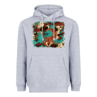 Heather Grey aztec turquoise glitter cowhide  tooled leather ba Heavyweight Hoodie - FaDigitalArtStudio