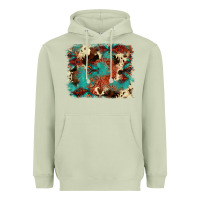 Matcha aztec turquoise glitter cowhide  tooled leather ba Heavyweight Hoodie - FaDigitalArtStudio