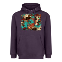 Plum aztec turquoise glitter cowhide  tooled leather ba Heavyweight Hoodie - FaDigitalArtStudio