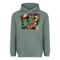Sage aztec turquoise glitter cowhide  tooled leather ba Heavyweight Hoodie - FaDigitalArtStudio