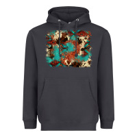 Smoke aztec turquoise glitter cowhide  tooled leather ba Heavyweight Hoodie - FaDigitalArtStudio
